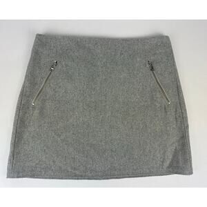 GAP Size 6 Gray Recycled Wool Mini Skirt Zip Pockets Y2K 2000s Preppy Chic Grey